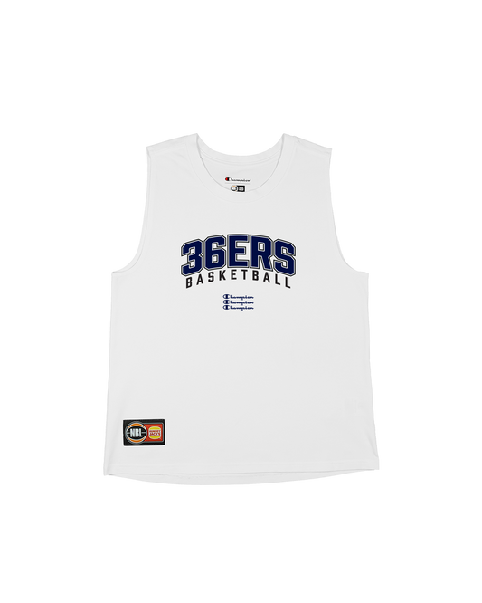NBL26 Courtside Lifestyle Tank - White - Adelaide 36ers