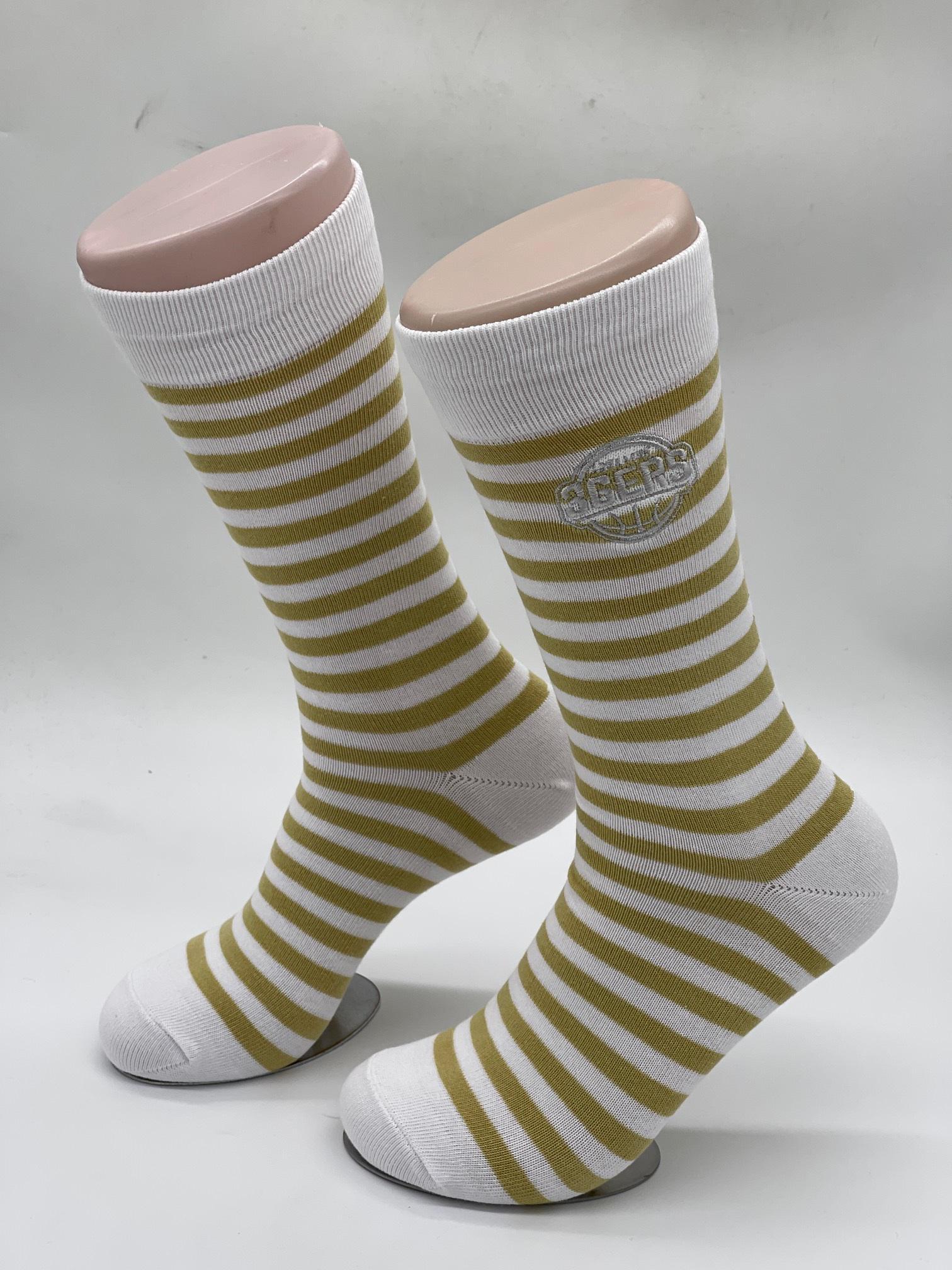 White Gold Hooped Business Socks - Adelaide 36ers