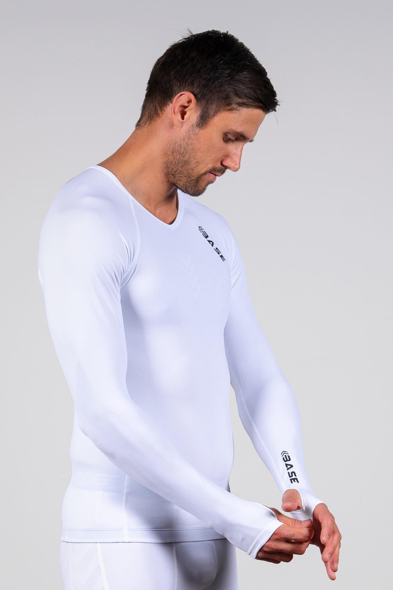 BASE Men's Long Sleeve Compression Tee - White - Adelaide 36ers